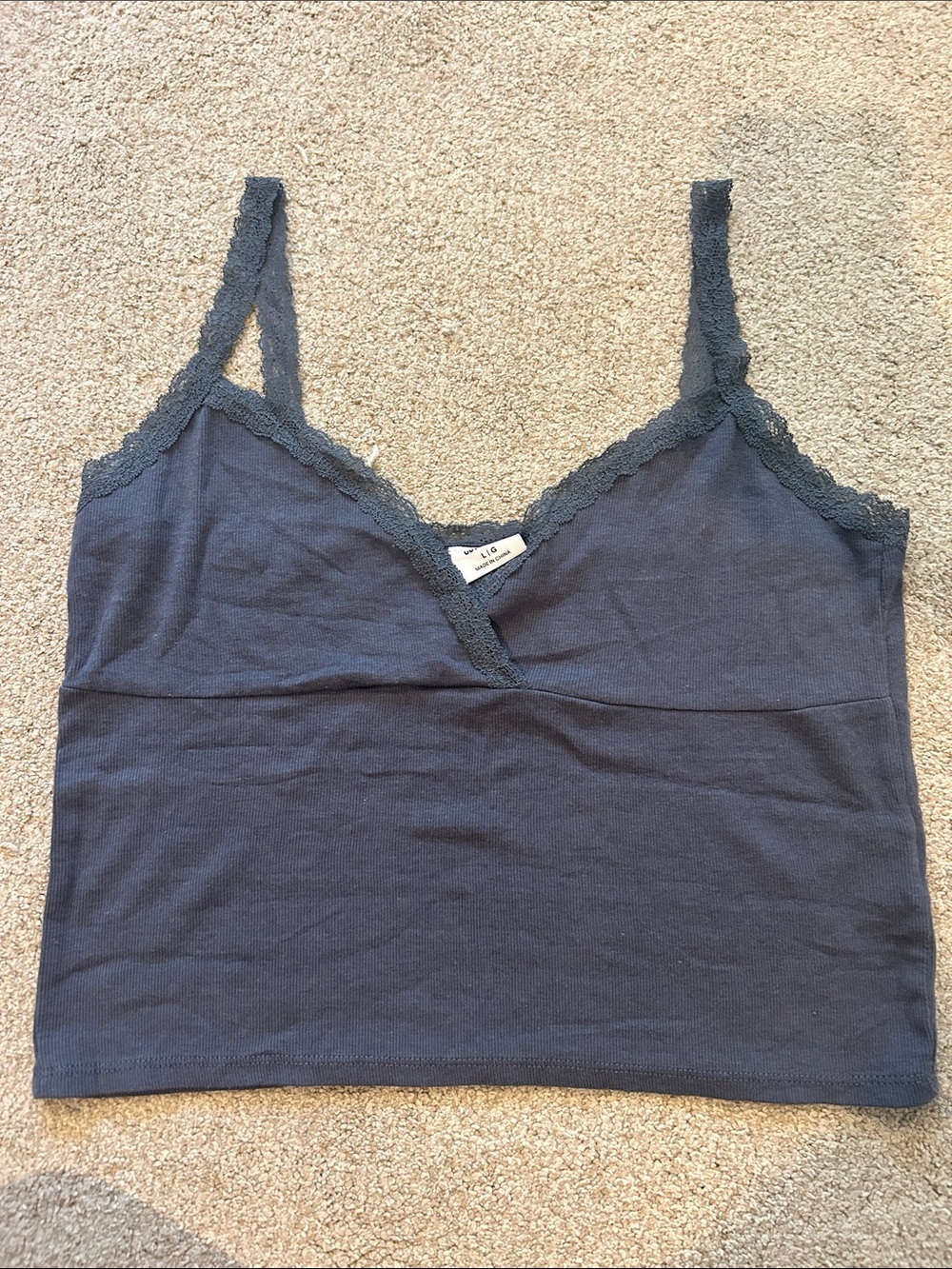 Cotton On Lace-Trim Camisole Tank — Dark Blue